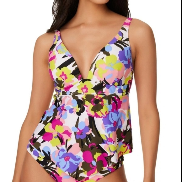 Bar III Paradise Garden Handkerchief Tankini Top And Hipster Bikini Bottoms - Picture 13 of 13